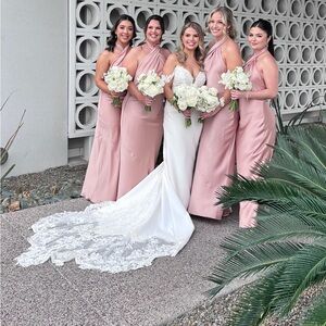 Bridesmaid dress, satin, low back, pink/nude